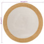 Tapis tressé Blanc et naturel 120 cm Jute et coton Rond