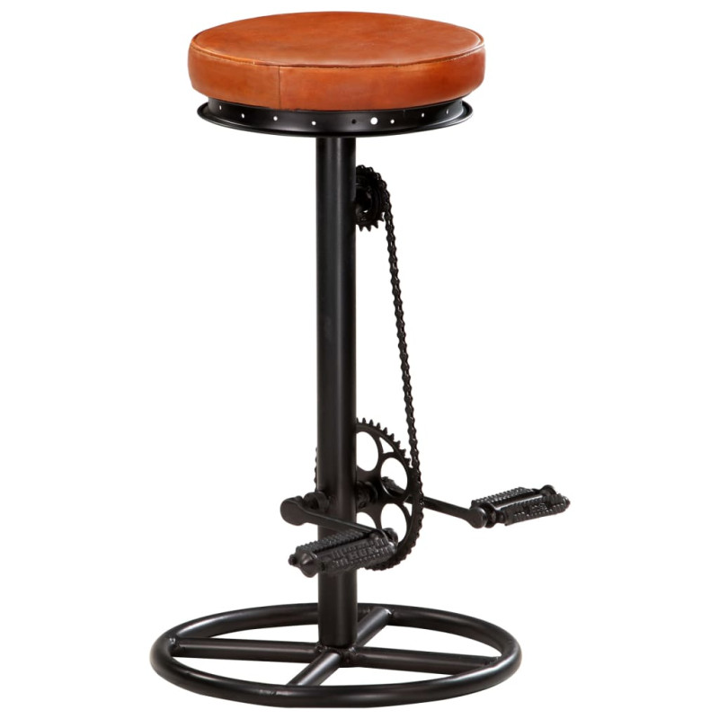 Tabourets de bar lot de 2 noir marron cuir véritable de chèvre