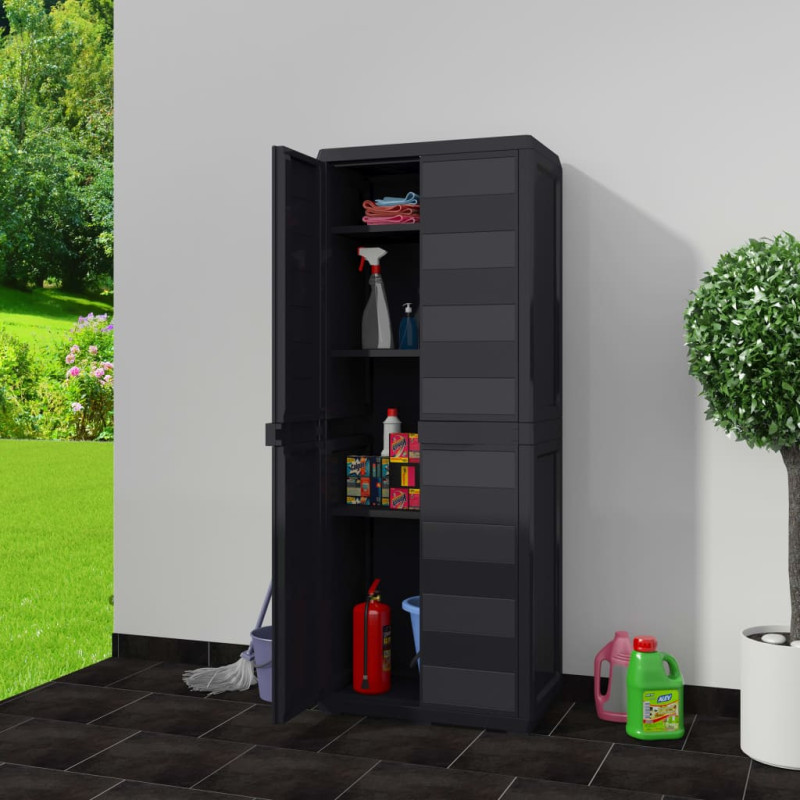 Armoire de rangement de jardin avec 3 étagères Noir