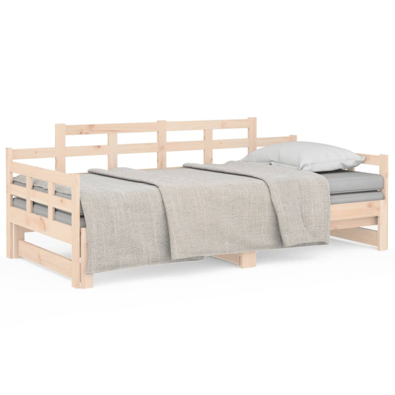 Lit coulissant sans matelas bois de pin massif 2x(90x200) cm