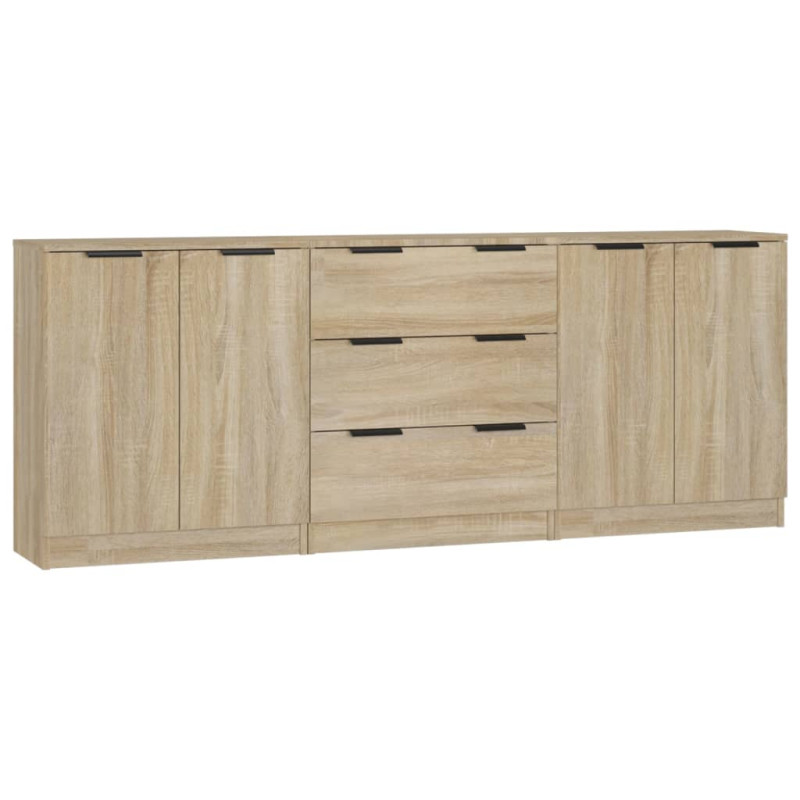 Buffets 3 pcs Chêne sonoma Bois d ingénierie