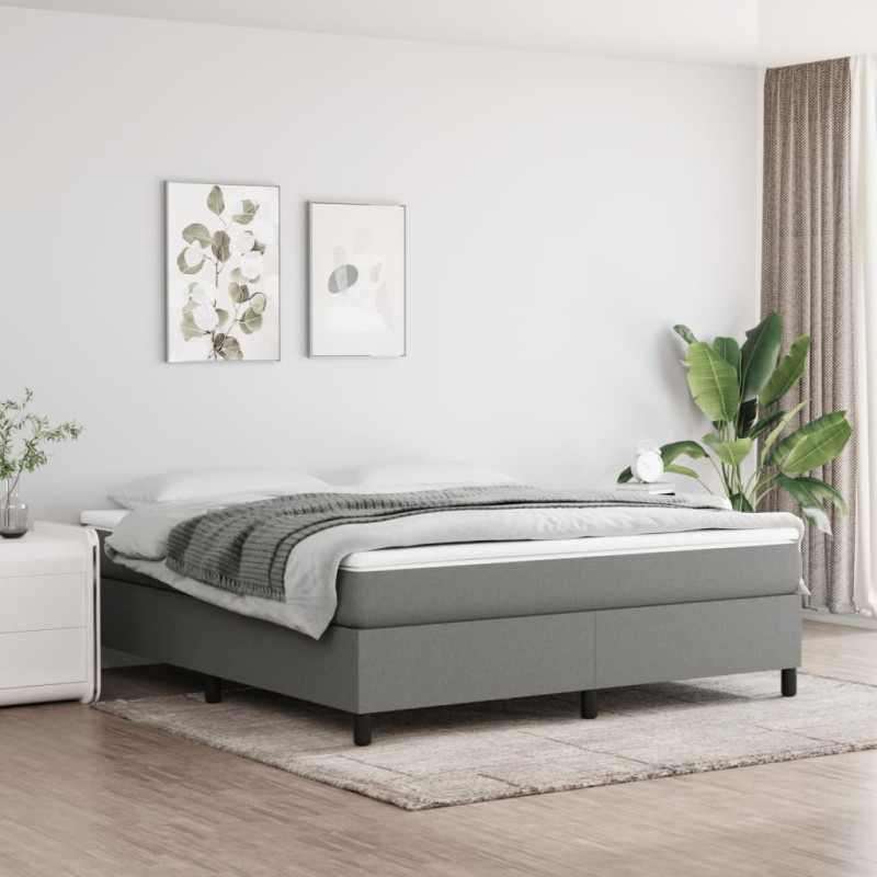 Cadre de lit sans matelas gris foncé 180x200 cm tissu