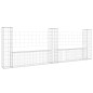 Panier de gabion en forme de U avec 3 poteaux Fer 260x20x100 cm