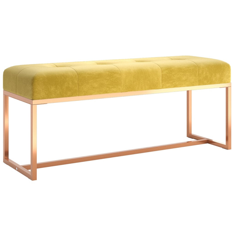 Banc Jaune moutarde 110x36x45 cm Velours