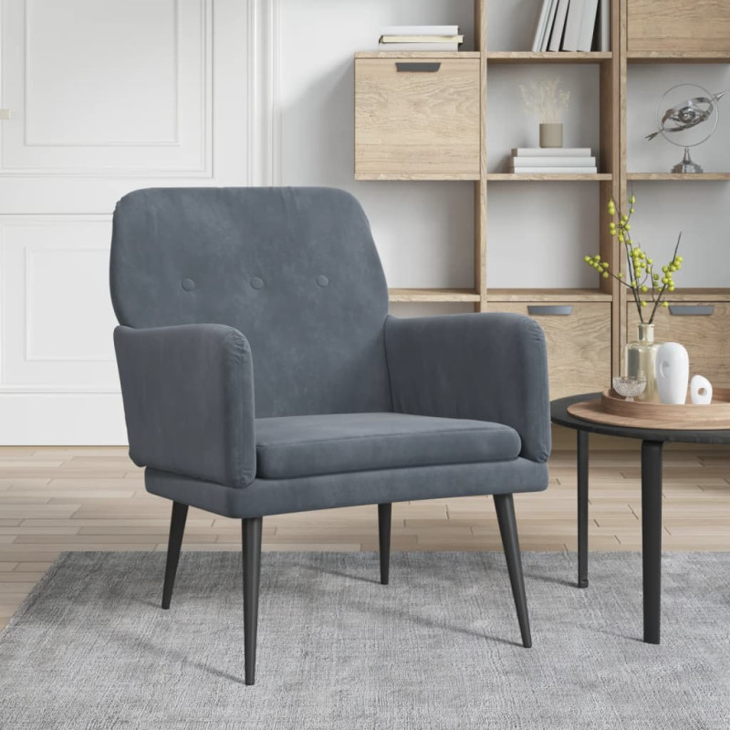 Fauteuil Gris foncé 62x79x79 cm Velours