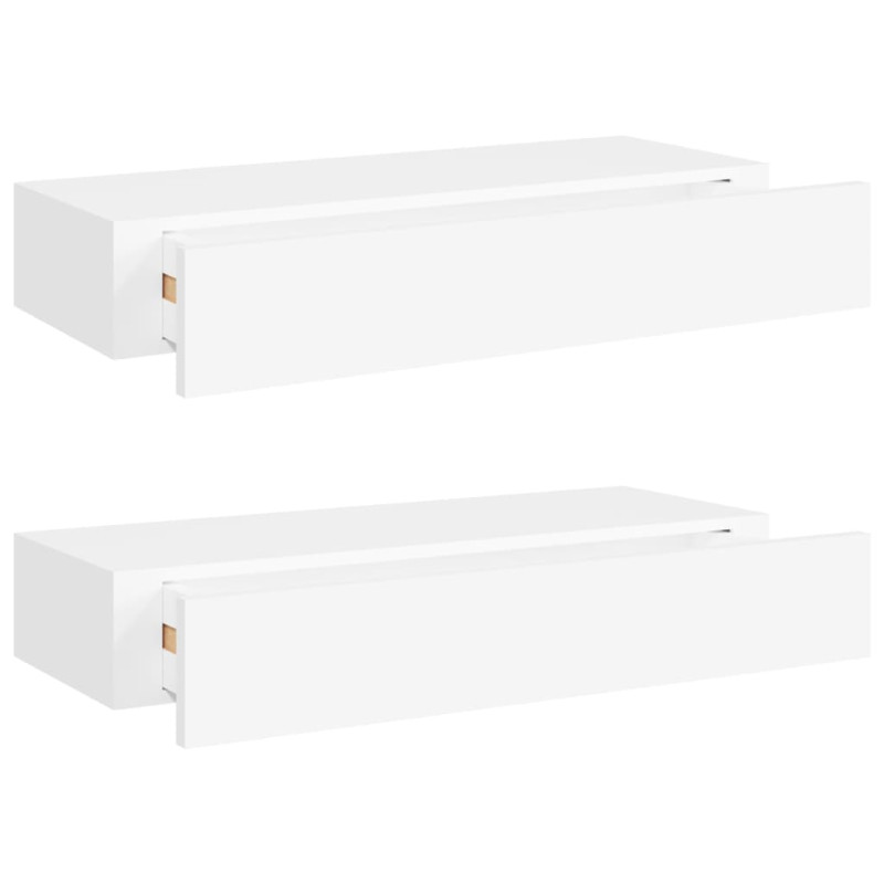 Étagères à tiroirs murales 2 pcs Blanc 60x23,5x10 cm MDF