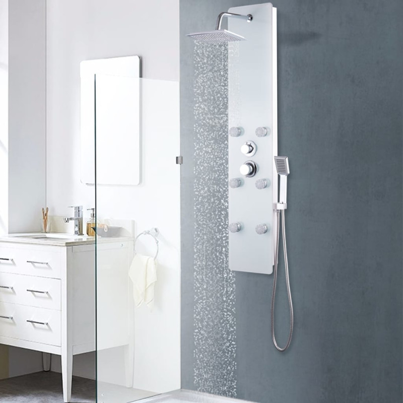 Panneau de douche Verre 25 x 44,6 x 130 cm Blanc