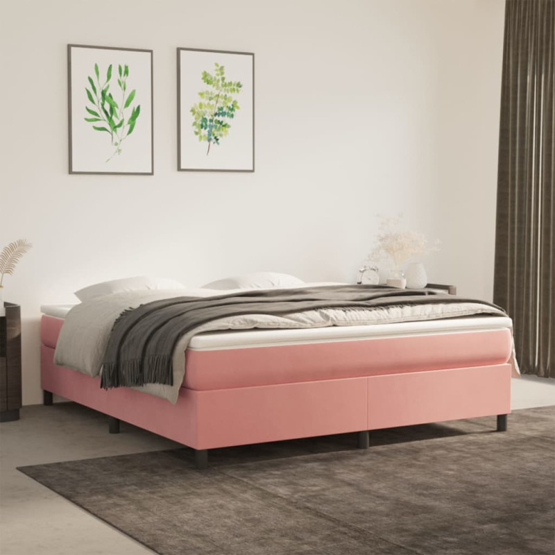 Cadre de lit sans matelas rose 160x200 cm velours