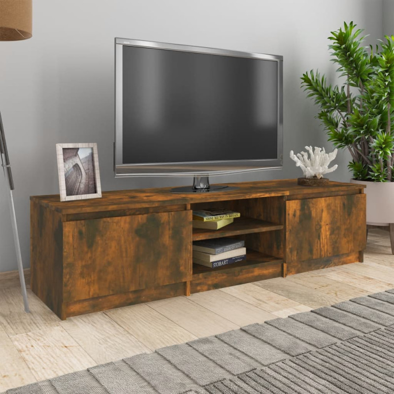 Meuble TV Chêne fumé 140x40x35,5 cm Bois d ingénierie