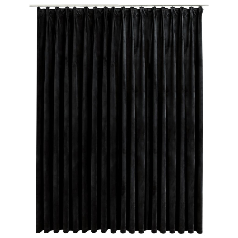 Rideau occultant avec crochets Velours Noir 290x245 cm