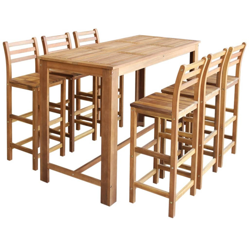 Table et chaises de bar 7 pcs Bois d acacia massif