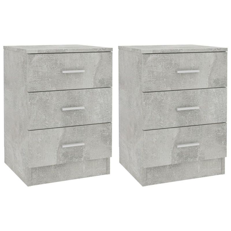 Tables de chevet 2 pcs Gris béton 38x35x56 cm Bois d ingénierie