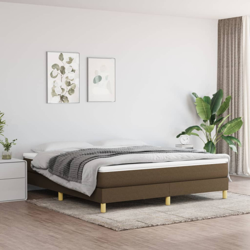 Cadre de lit sans matelas marron foncé 180x200 cm tissu