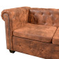 Canapé d angle Chesterfield 6 Places Cuir artificiel Marron 