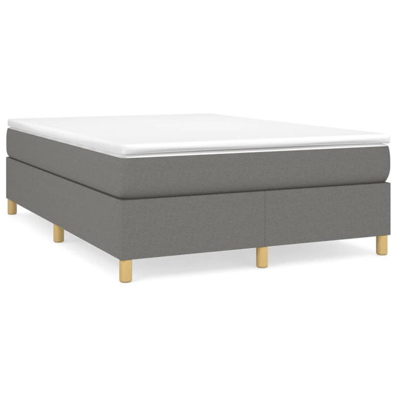 Cadre de lit sans matelas gris foncé 140x190 cm tissu