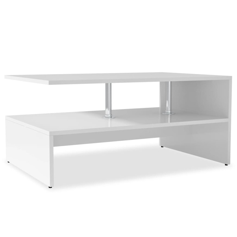 Table basse Bois d ingénierie 90x59x42 cm Blanc