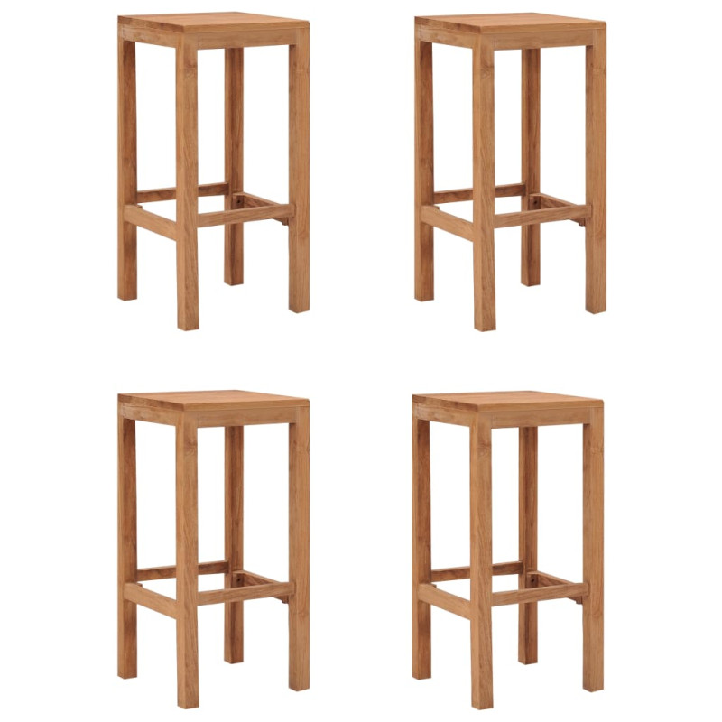 Tabourets de bar lot de 4 bois de teck massif