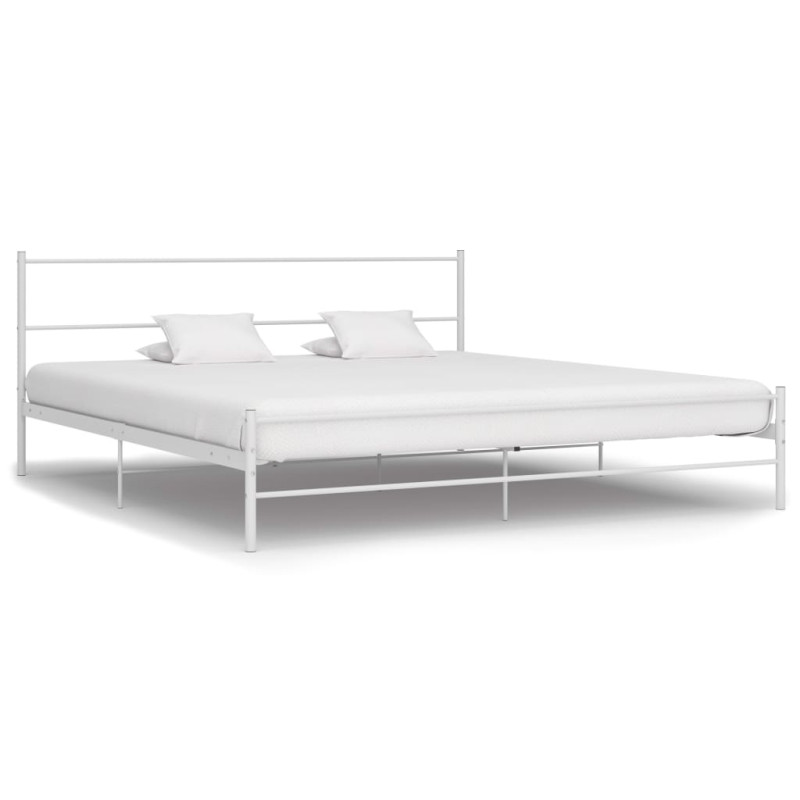 Cadre de lit sans matelas blanc métal 200x200 cm