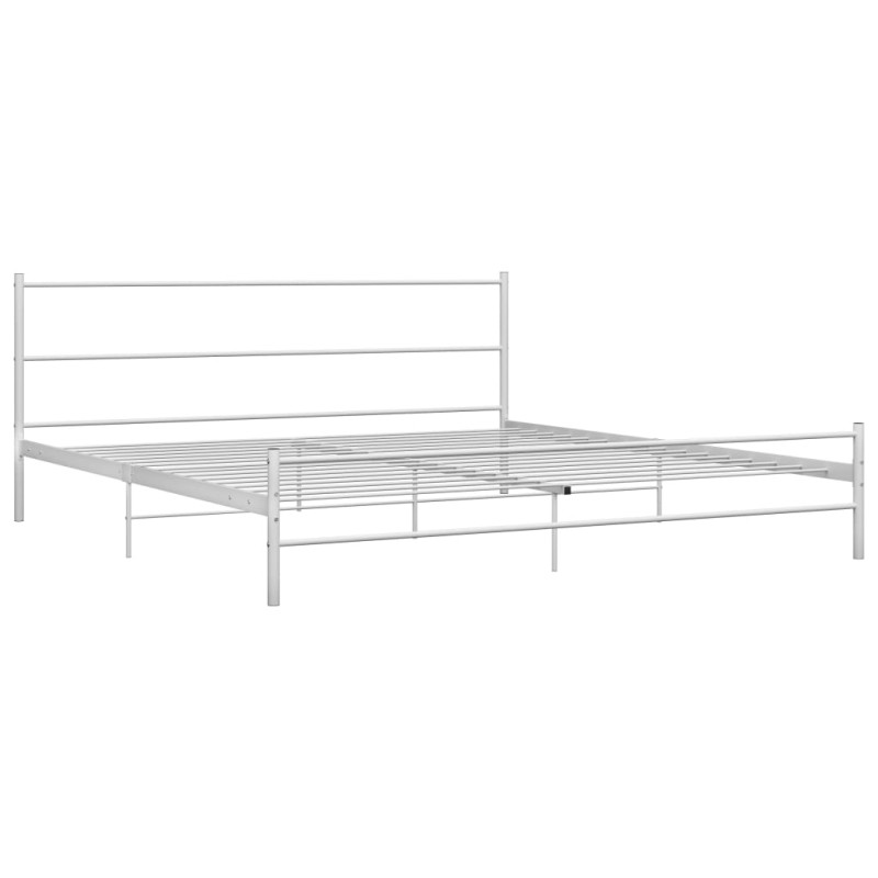 Cadre de lit sans matelas blanc métal 200x200 cm