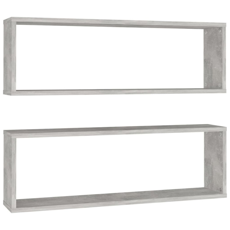 Étagères cube murales 2 pcs gris béton bois d ingénierie