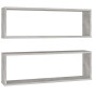 Étagères cube murales 2 pcs gris béton bois d ingénierie