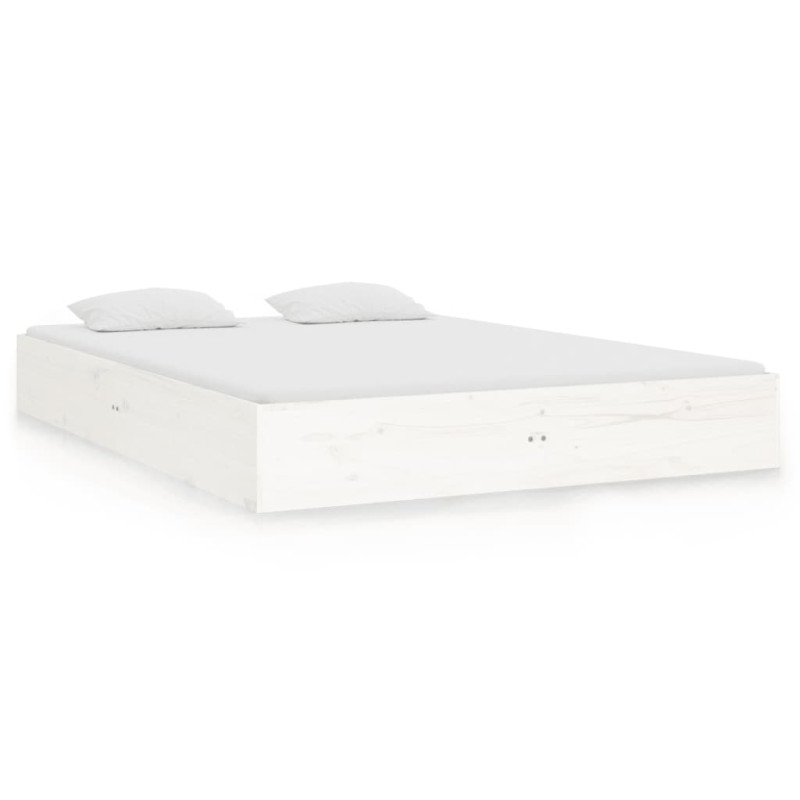 Cadre de lit sans matelas blanc bois massif 120x190 cm