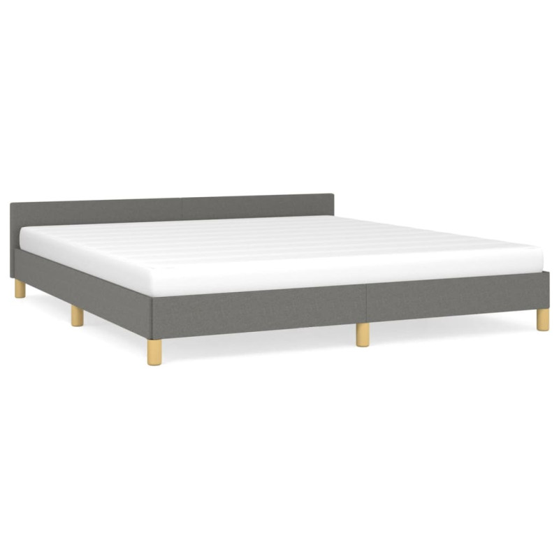 Cadre de lit sans matelas gris foncé 160x200 cm tissu