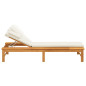 Chaise longue coussin oreiller blanc crème bois massif acacia