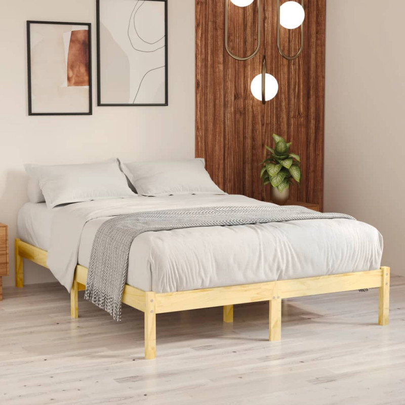 Cadre de lit sans matelas bois massif 160x200 cm