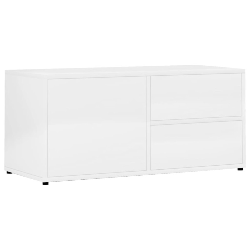 Meuble TV Blanc brillant 80x34x36 cm Bois d ingénierie