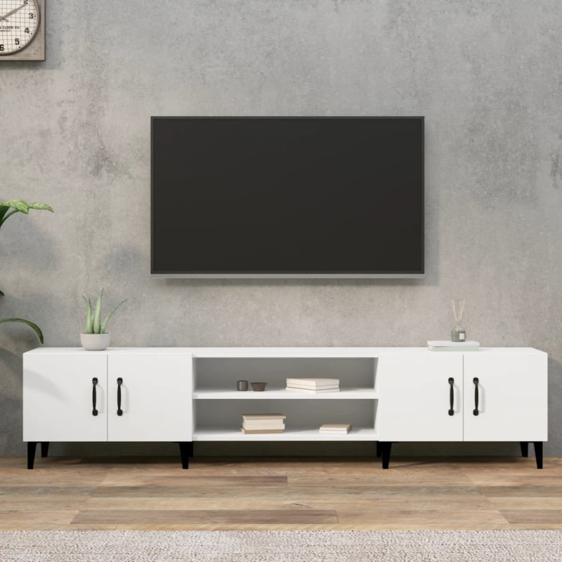 Meuble TV blanc 180x31,5x40 cm bois d ingénierie