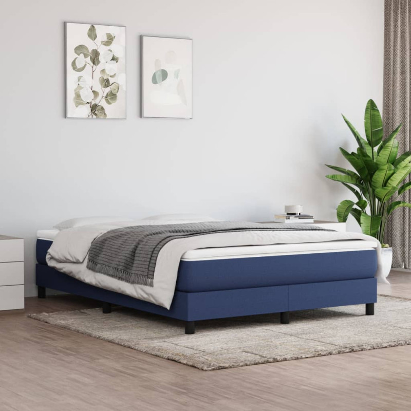 Cadre de lit sans matelas bleu 140x190 cm tissu