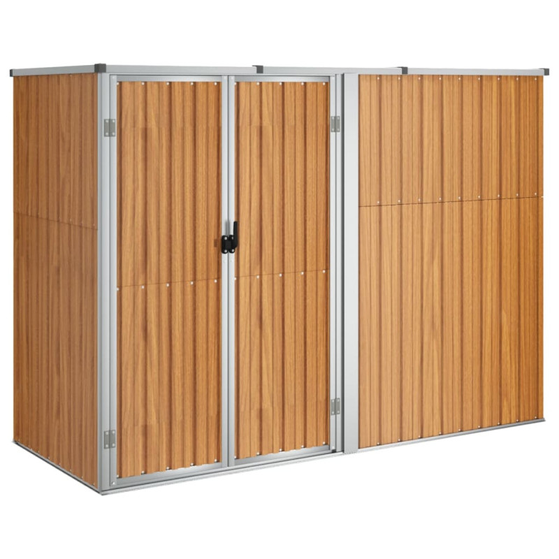 Abri à outils de jardin marron 225x89x161 cm acier galvanisé