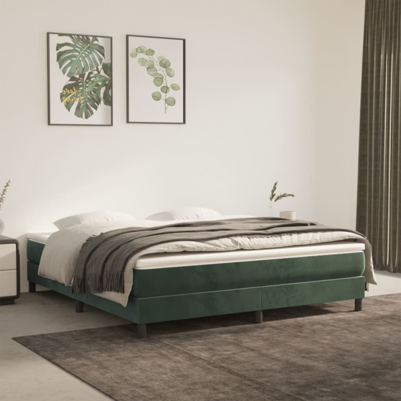 Cadre de lit sans matelas vert foncé 160x200 cm velours