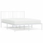 Cadre de lit métal sans matelas et tête de lit blanc 140x190 cm