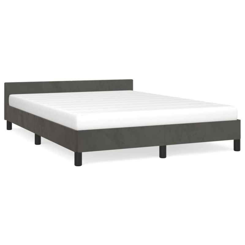 Cadre de lit sans matelas gris foncé 140x190 cm velours