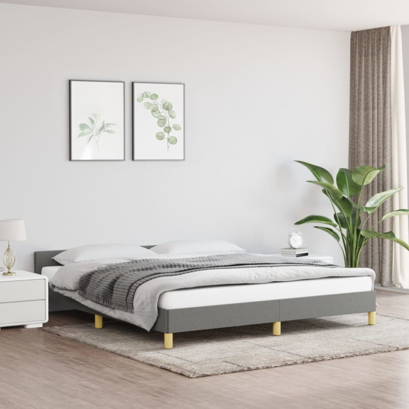 Cadre de lit sans matelas gris foncé 180x200 cm tissu