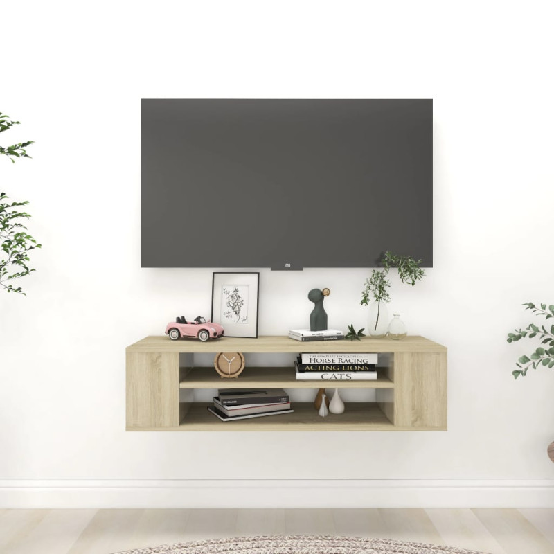 Meuble TV suspendu Chêne sonoma 100x30x26,5 cm Bois ingénierie