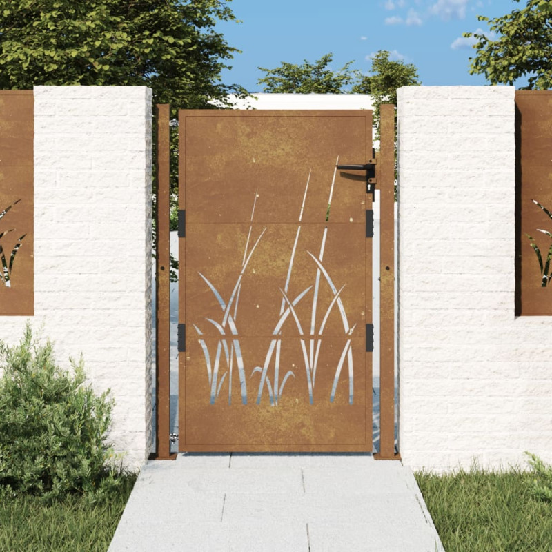 Portail de jardin 105x155 cm acier corten conception d herbe