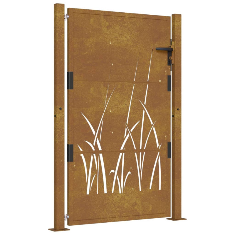 Portail de jardin 105x155 cm acier corten conception d herbe