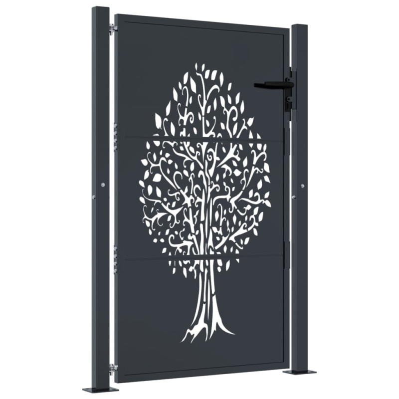 Portail de jardin anthracite 105x130cm acier conception d arbre