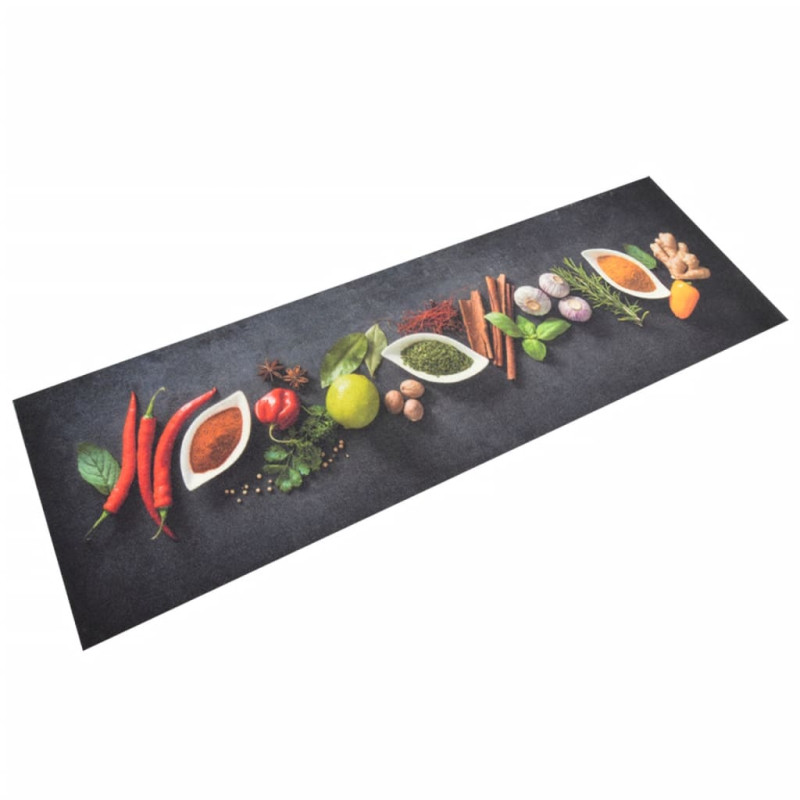 Tapis de cuisine lavable impression d épices 60x180 cm velours