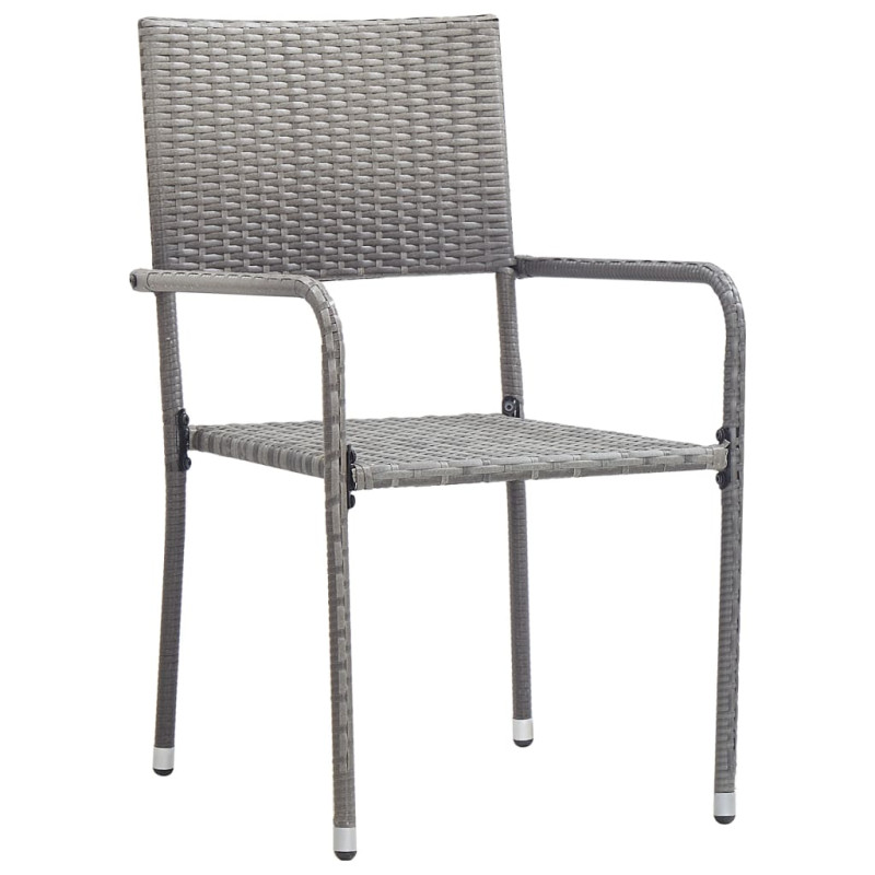 Chaise à dîner de jardin empilable lot de 6 gris résine tressée