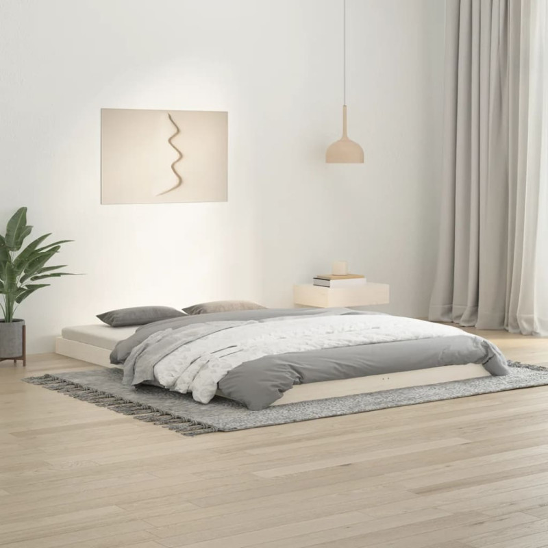 Cadre de lit sans matelas blanc 140x200 cm bois de pin massif