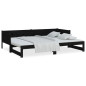 Lit coulissant sans matelas noir 2x(90x190) cm