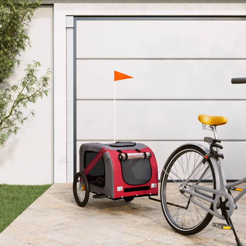 Remorque de vélo pour animaux de compagnie rouge et gris