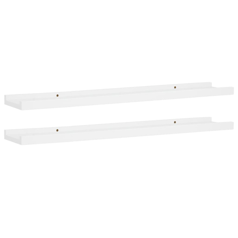 Étagères à rebord pour cadre photo 2 pcs Blanc 80x9x3 cm MDF