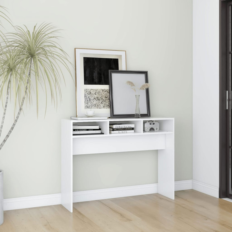 Table console blanc 105x30x80 cm bois d ingénierie