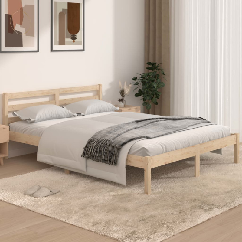 Cadre de lit sans matelas bois de pin massif 140x190 cm