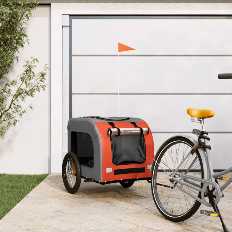 Remorque de vélo pour animaux de compagnie orange et gris